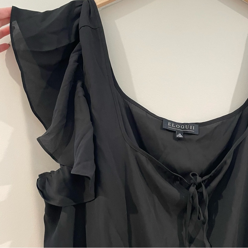 Eloquii Crop Top Peplum Peasant Blouse Plus Size 28W 5X Gothic Workwear/Office - Picture 5 of 6